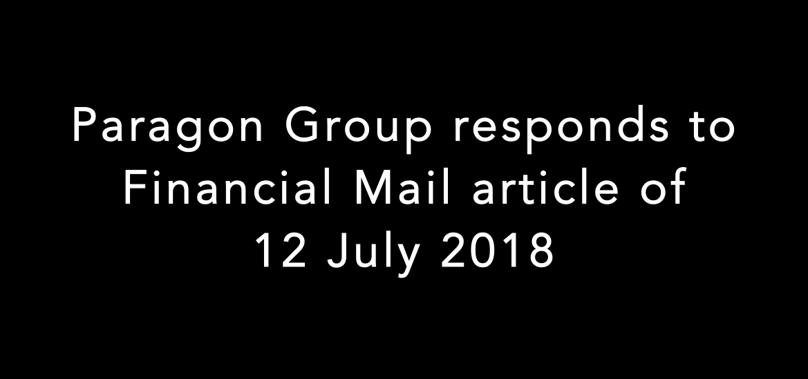 Paragon Group companies not to be confused with Paragon Interiors in SAICA bribery allegations